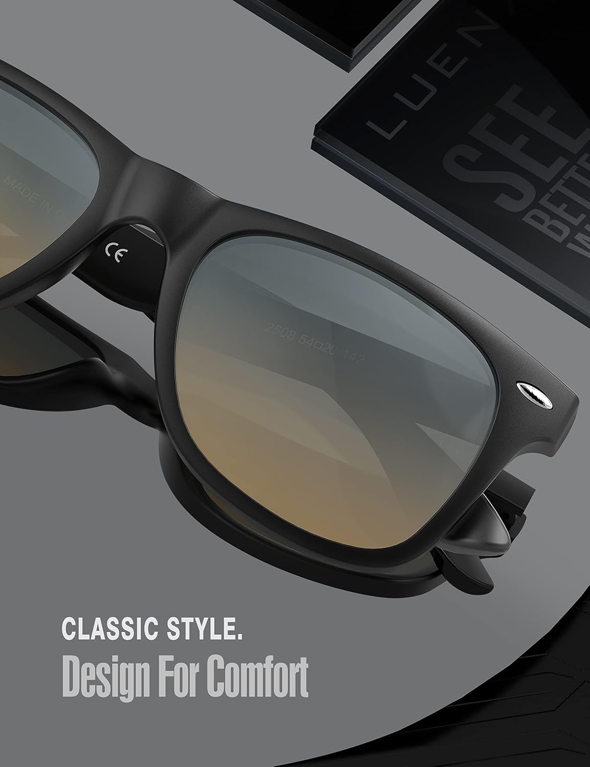 LUENX Polarized Sunglasses – UV400, Square Frame, Anti-Slip, Men & Women