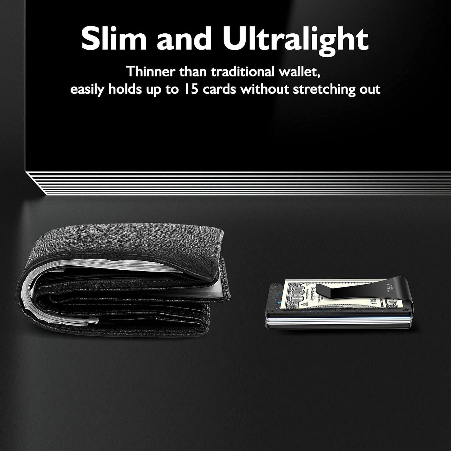 ARW Minimalist Metal Wallet for Men – RFID Blocking Aluminum Money Clip, Slim Card Holder