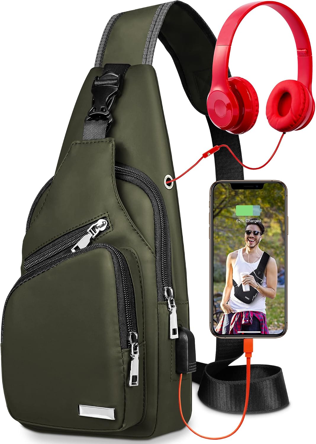 Waterproof Sling Bag – Crossbody Backpack for Men & Women, Hiking Daypack, Chest Bag