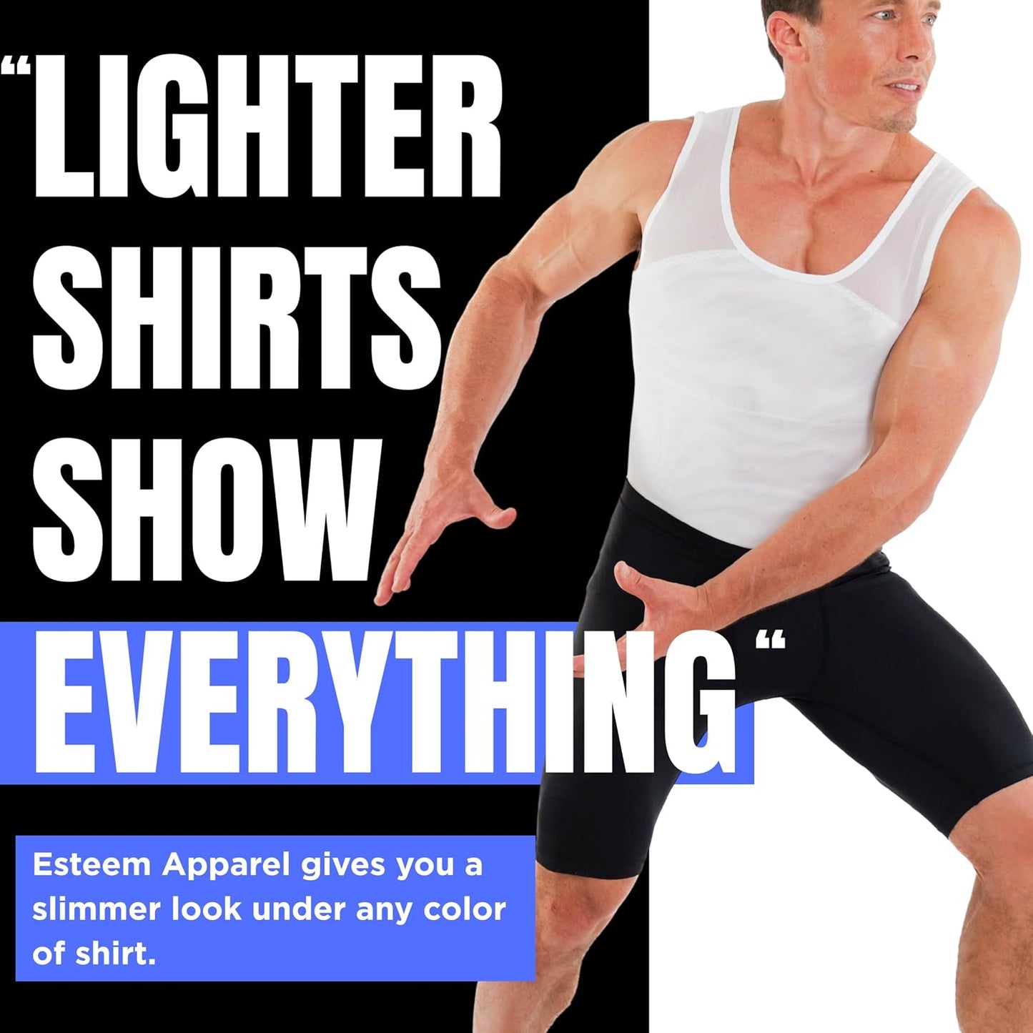 Esteem Apparel Men's Chest Compression Shirt – Gynecomastia Body Slimming Shapewear