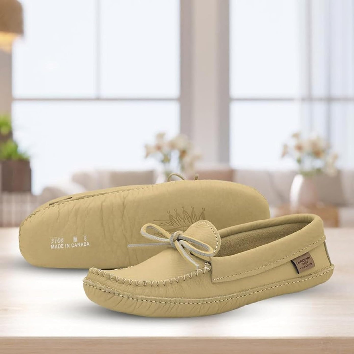 Men's Leather House Moccasins – Handcrafted in Canada, Cowhide Leather, Classic Design