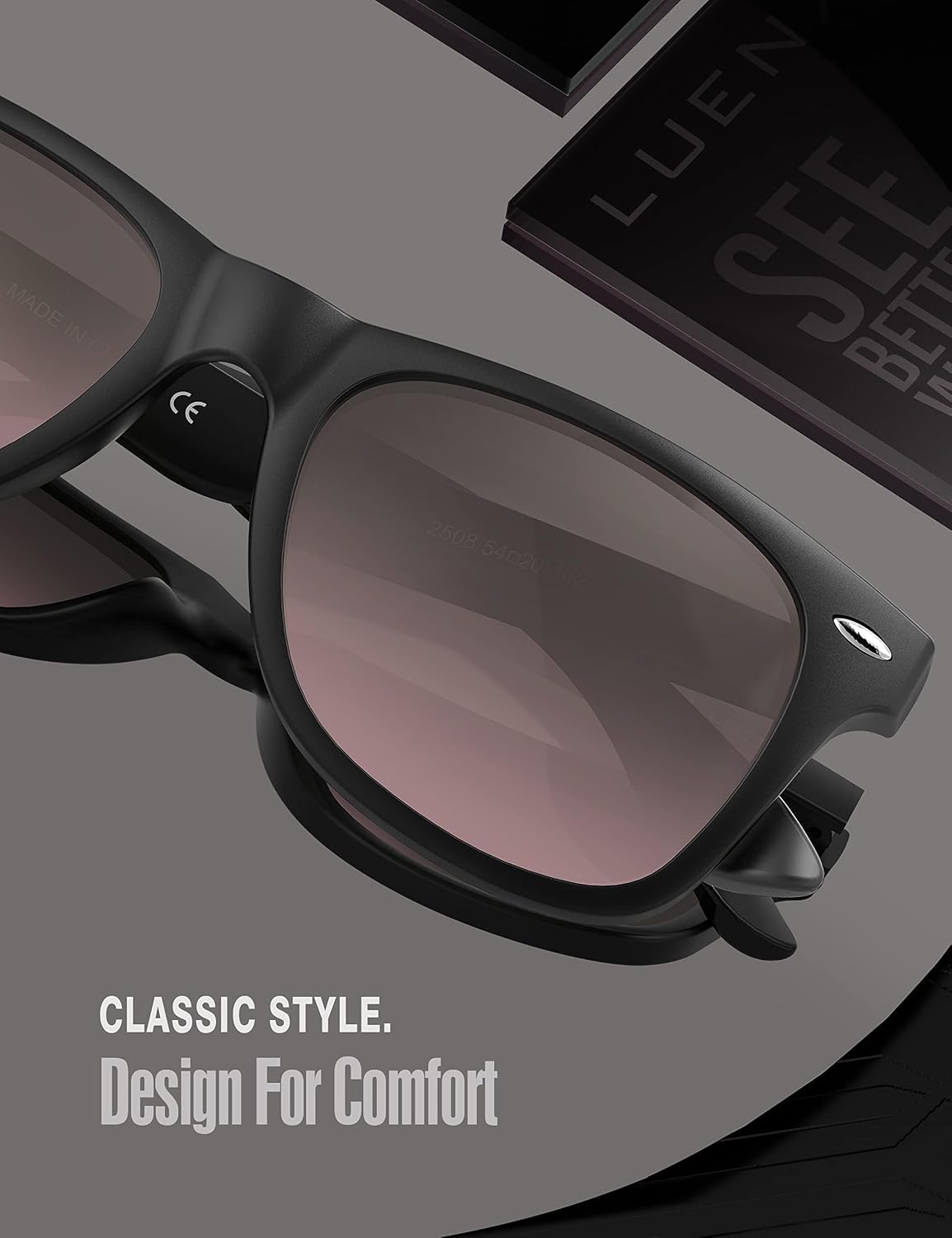 LUENX Polarized Sunglasses – UV400, Square Frame, Anti-Slip, Men & Women