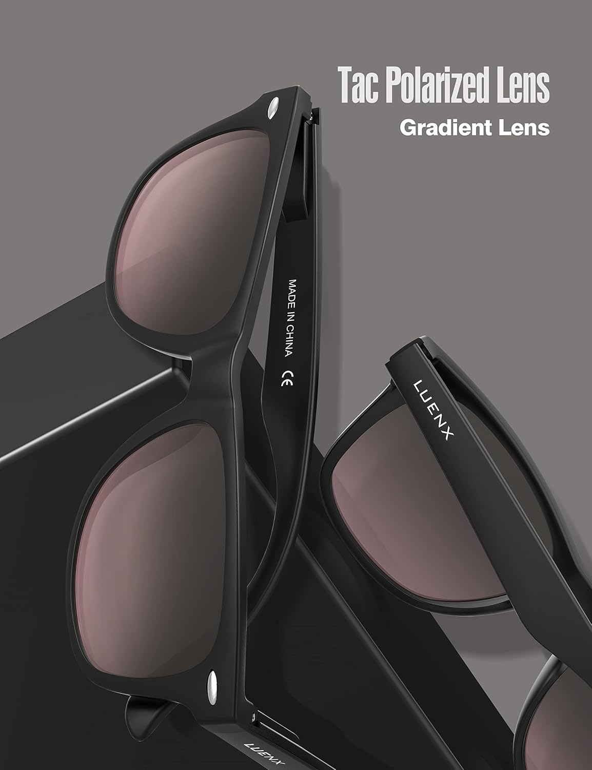 LUENX Polarized Sunglasses – UV400, Square Frame, Anti-Slip, Men & Women