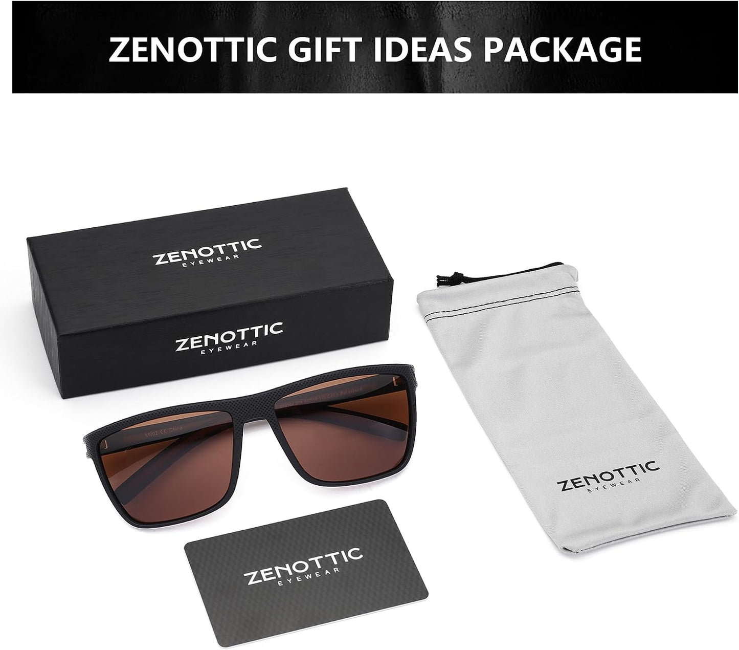 ZENOTTIC Polarized Sunglasses for Men – Lightweight TR90 Frame, UV400, Square