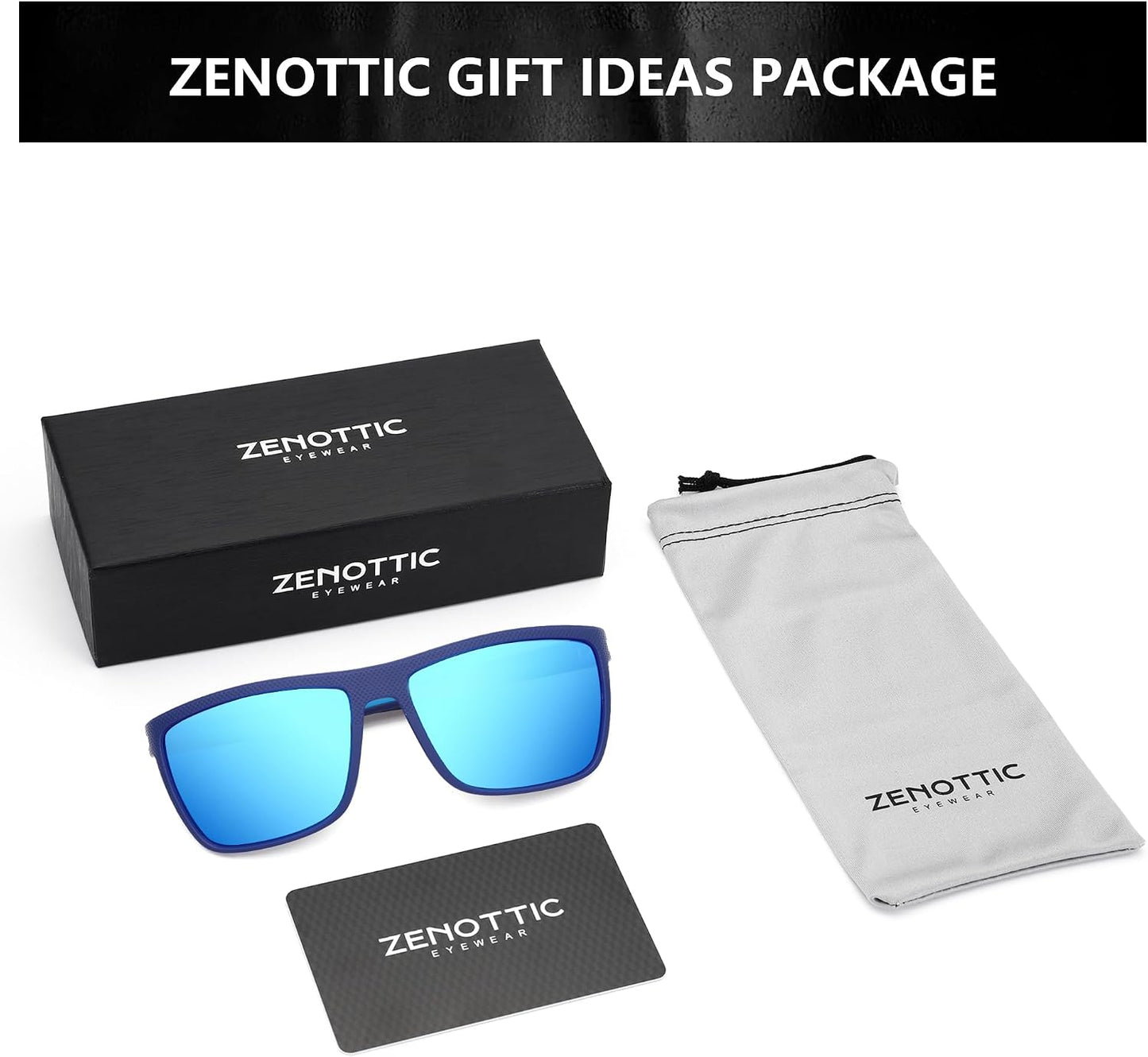 ZENOTTIC Polarized Sunglasses for Men – Lightweight TR90 Frame, UV400, Square