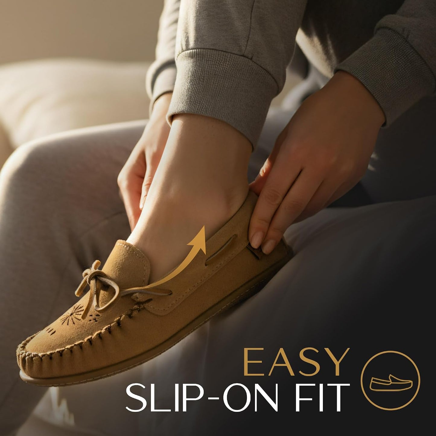 Women's Leather Moccasin Loafers – Handcrafted in Canada, Inca Embroidery, Indoor & Outdoor