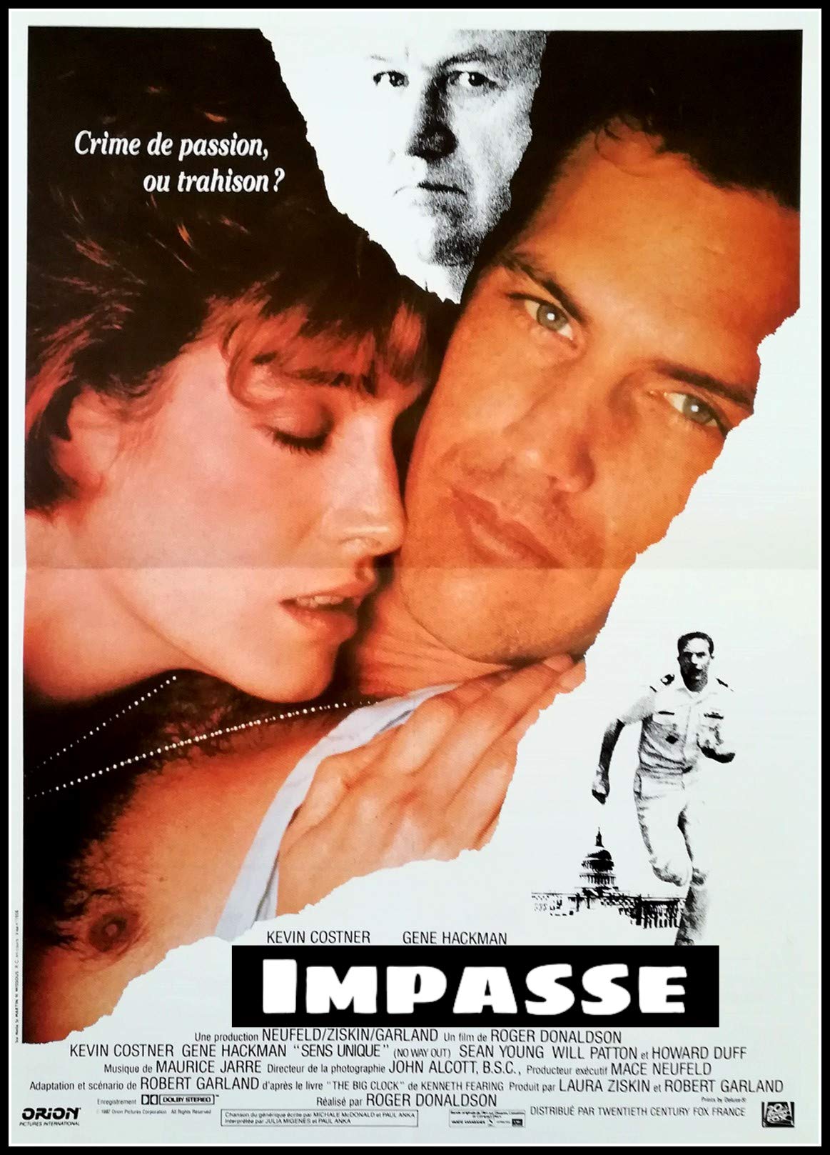 Kevin Costner : Bull Durham - La Belle et le Vétéran (1988) / Dances with Wolves - Danse avec les Loups (1990) / No Way Out - Impasse (1987) 3 Films (English/French) Régie au Québec (Cover Bilingue)