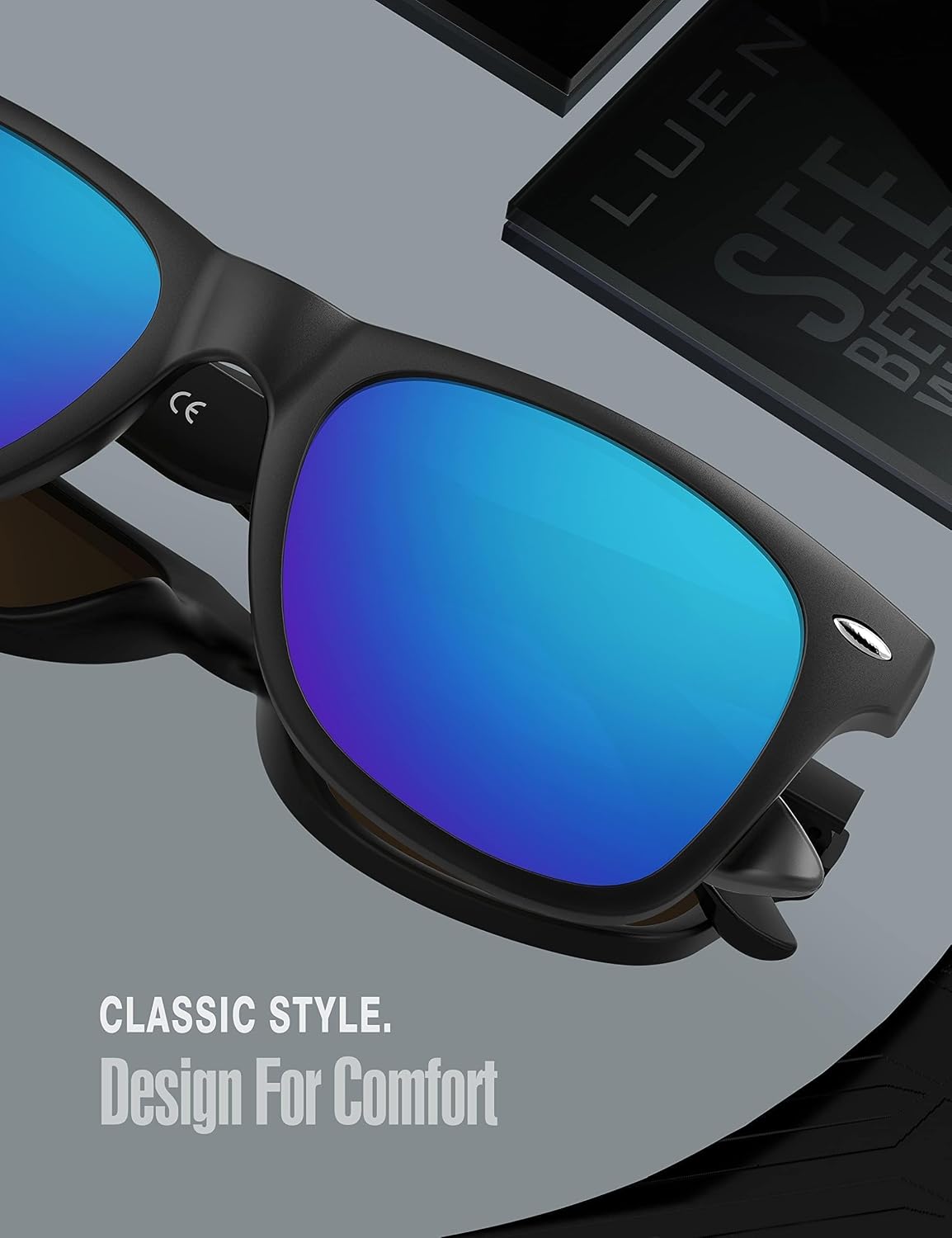 LUENX Polarized Sunglasses – UV400, Square Frame, Anti-Slip, Men & Women