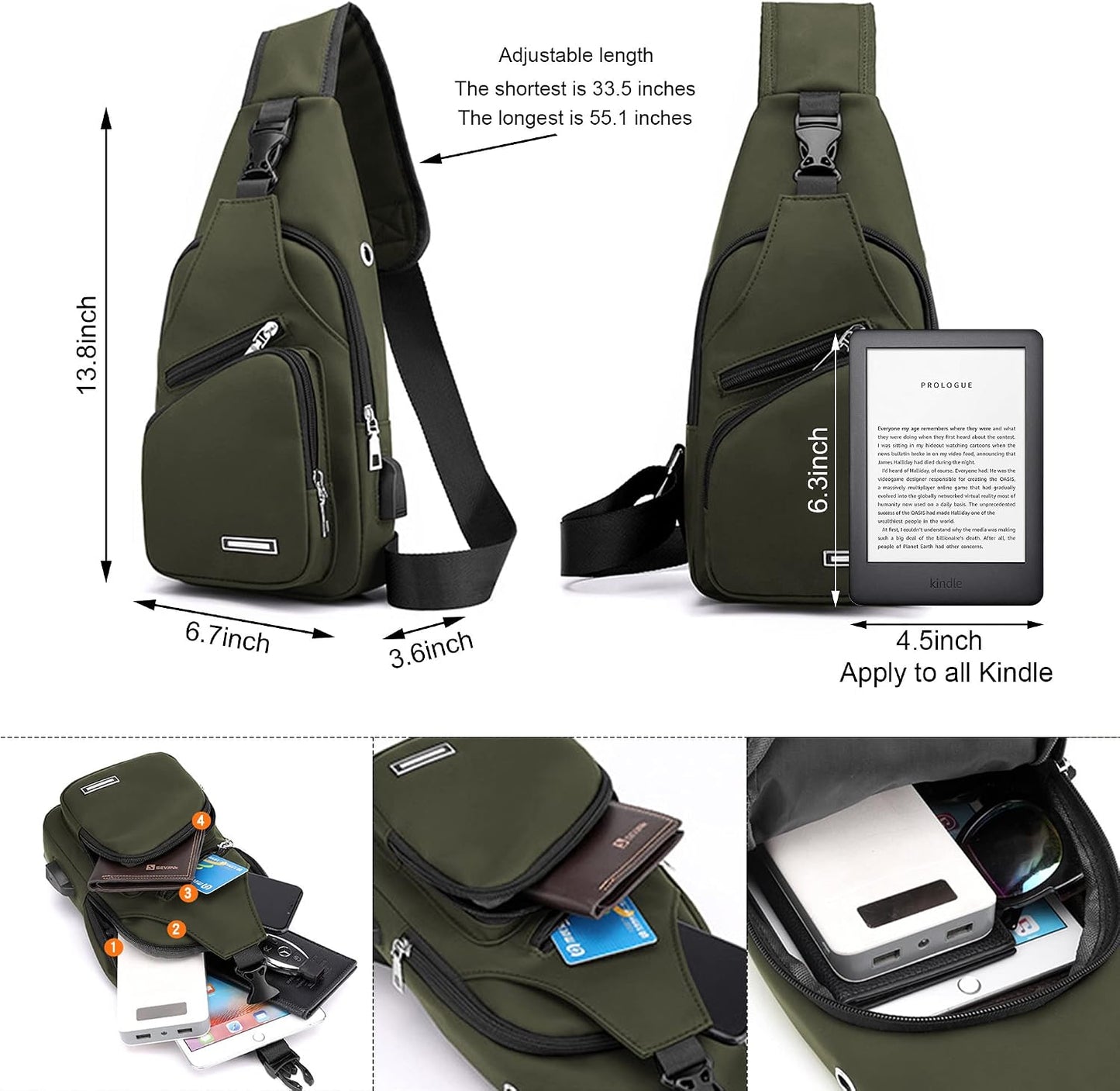 Waterproof Sling Bag – Crossbody Backpack for Men & Women, Hiking Daypack, Chest Bag