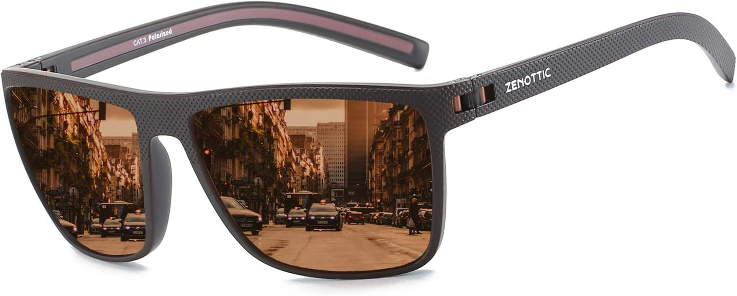 ZENOTTIC Polarized Sunglasses for Men – Lightweight TR90 Frame, UV400, Square