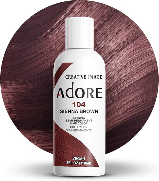 ADORE SEMI-PERMANENT HAIR COLOR - 104 SIENNA BROWN 4OZ