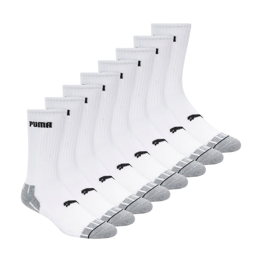 PUMA Men's 8 Pack Athletic Cushioned Crew Socks, White/Black, 10-13 🍁 All In One Marketplace Canada