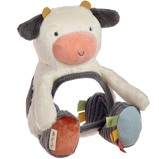 Itzy Ritzy Sensory Tummy Time Toy Mirror - Features Crinkle & Jingle Sounds, Multiple Textures and Mirror for Self-Discovery, Infant Toy For Ages 0 Months and Up, Cow 🍁 All In One Marketplace Canada