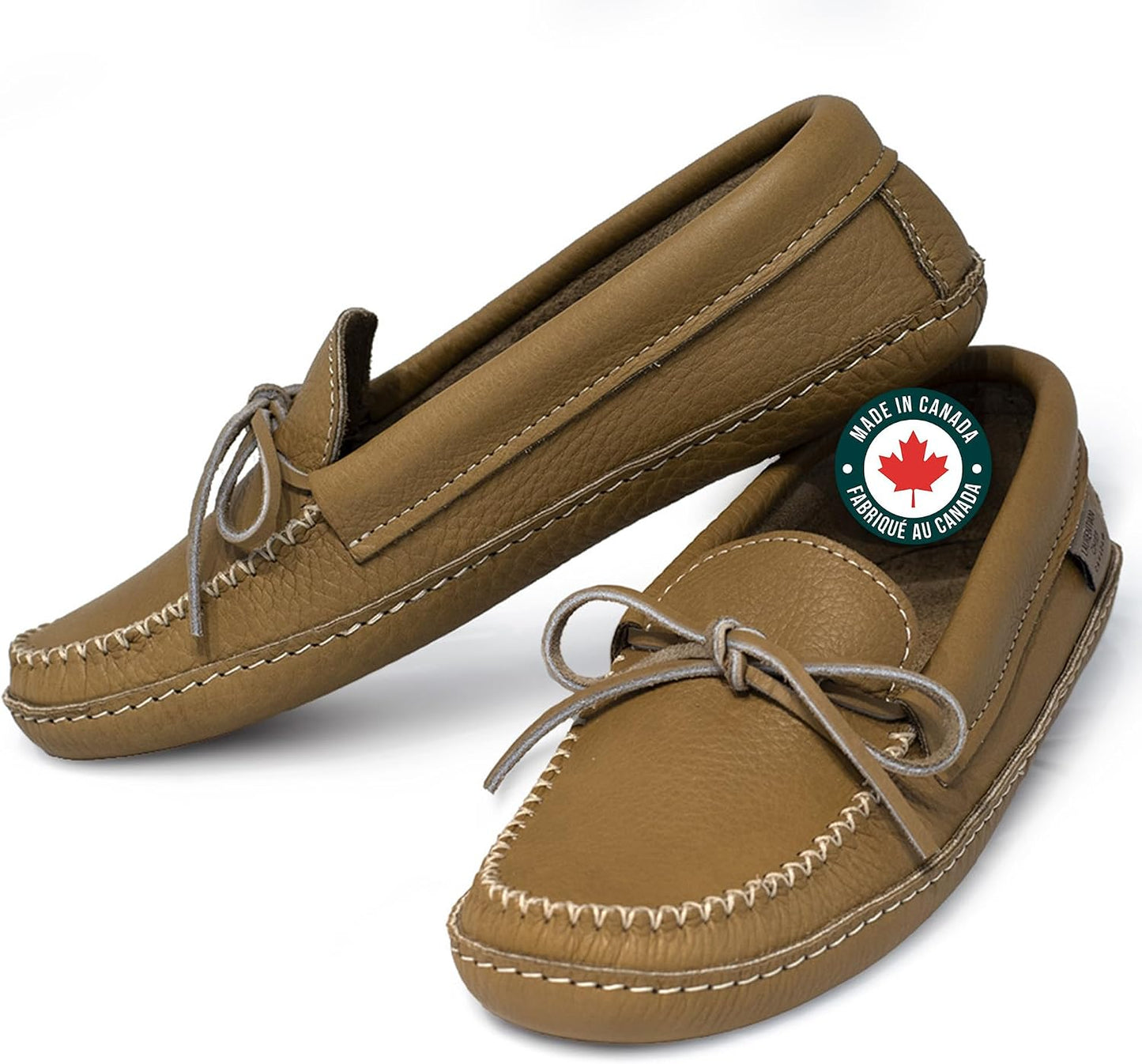 Men's Leather House Moccasins – Handcrafted in Canada, Cowhide Leather, Classic Design