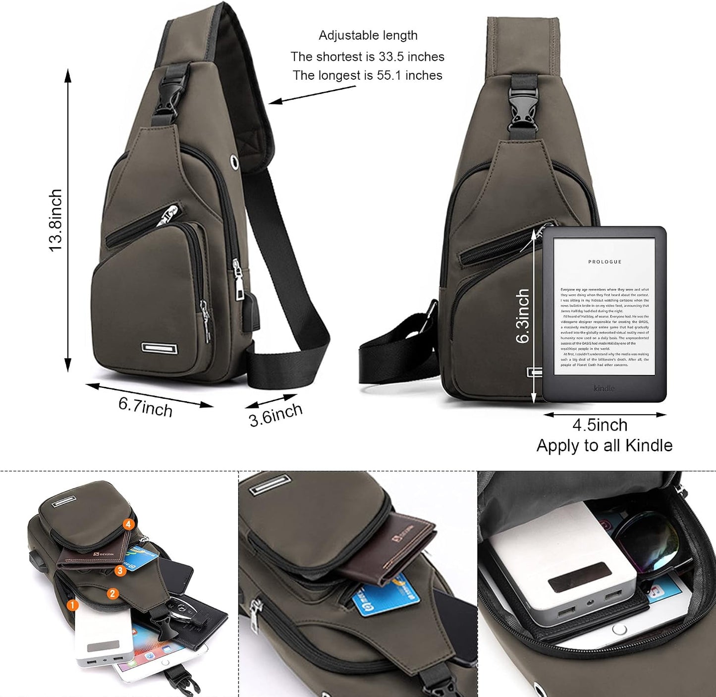 Waterproof Sling Bag – Crossbody Backpack for Men & Women, Hiking Daypack, Chest Bag