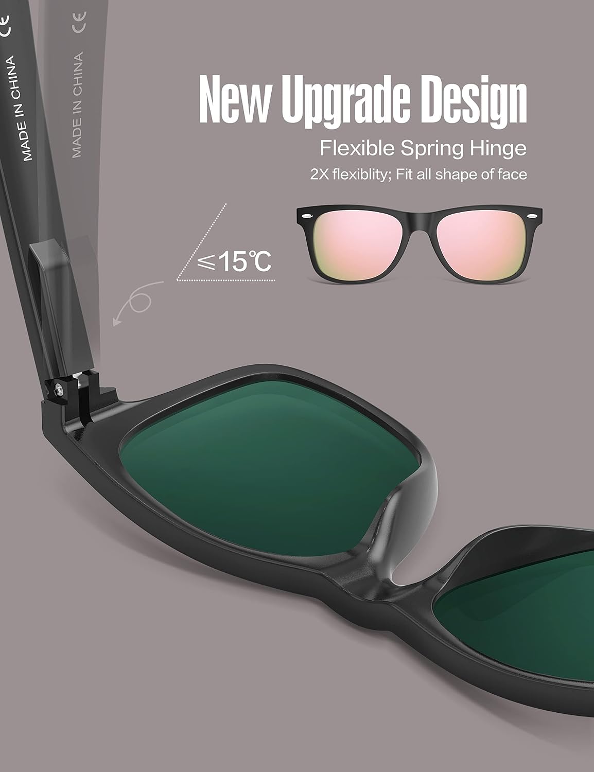 LUENX Polarized Sunglasses – UV400, Square Frame, Anti-Slip, Men & Women