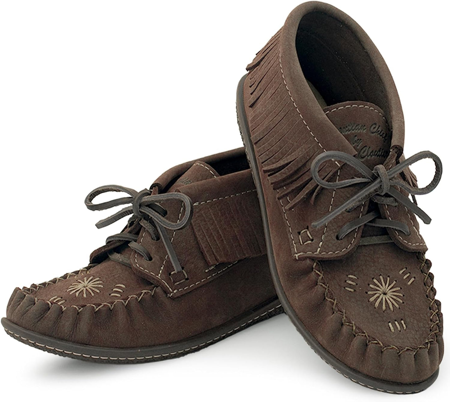 Women's Leather Moccasin Ankle Boots – Handcrafted in Canada, Inca Embroidery, Rubber Sole