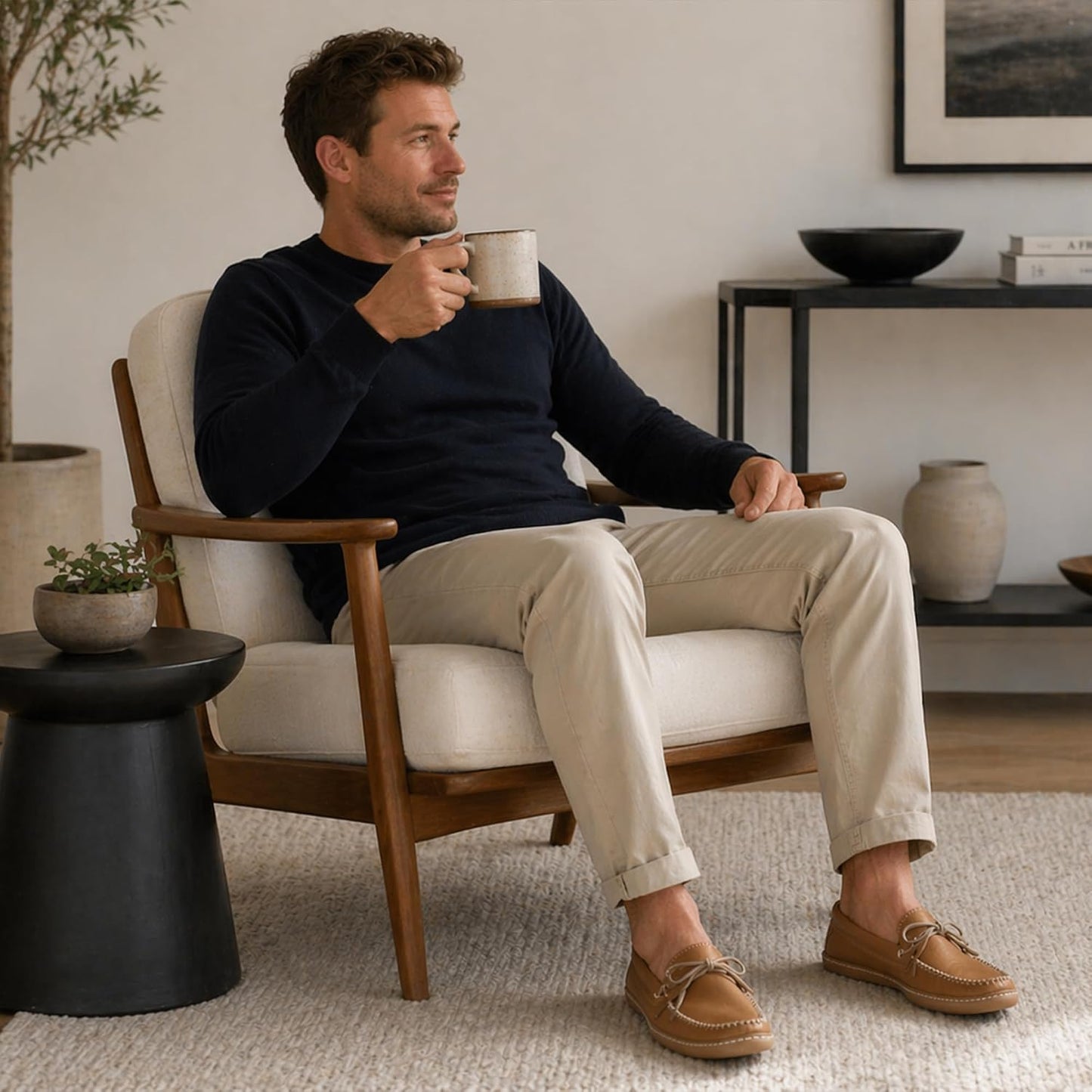 Men's Leather House Moccasins – Handcrafted in Canada, Cowhide Leather, Classic Design
