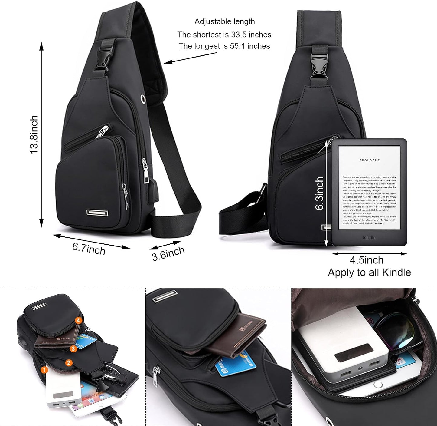 Waterproof Sling Bag – Crossbody Backpack for Men & Women, Hiking Daypack, Chest Bag