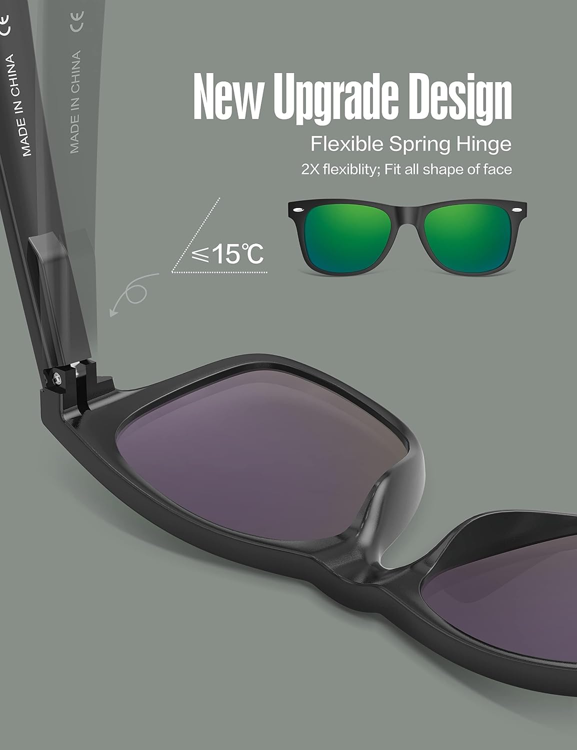 LUENX Polarized Sunglasses – UV400, Square Frame, Anti-Slip, Men & Women