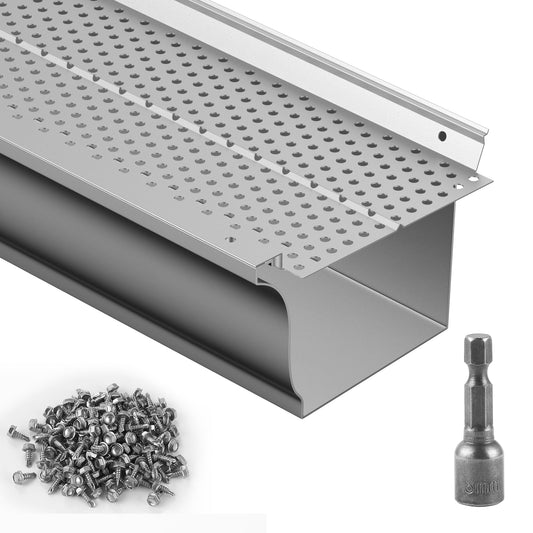 VEVOR Gutter Guard, 5 inch Width, Aluminum Leaf Filter DIY Gutter Cover, 13 PCS 52 ft Total Length, 0.157'' Hole Diameter & 0.02'' Thick Fits Any Roof or Gutter Type 🍁 All In One Marketplace Canada