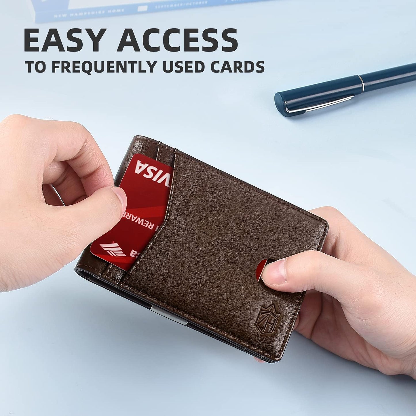 Zitahli Slim RFID Wallet for Men – Leather Bifold with Money Clip, 12 Card Slots