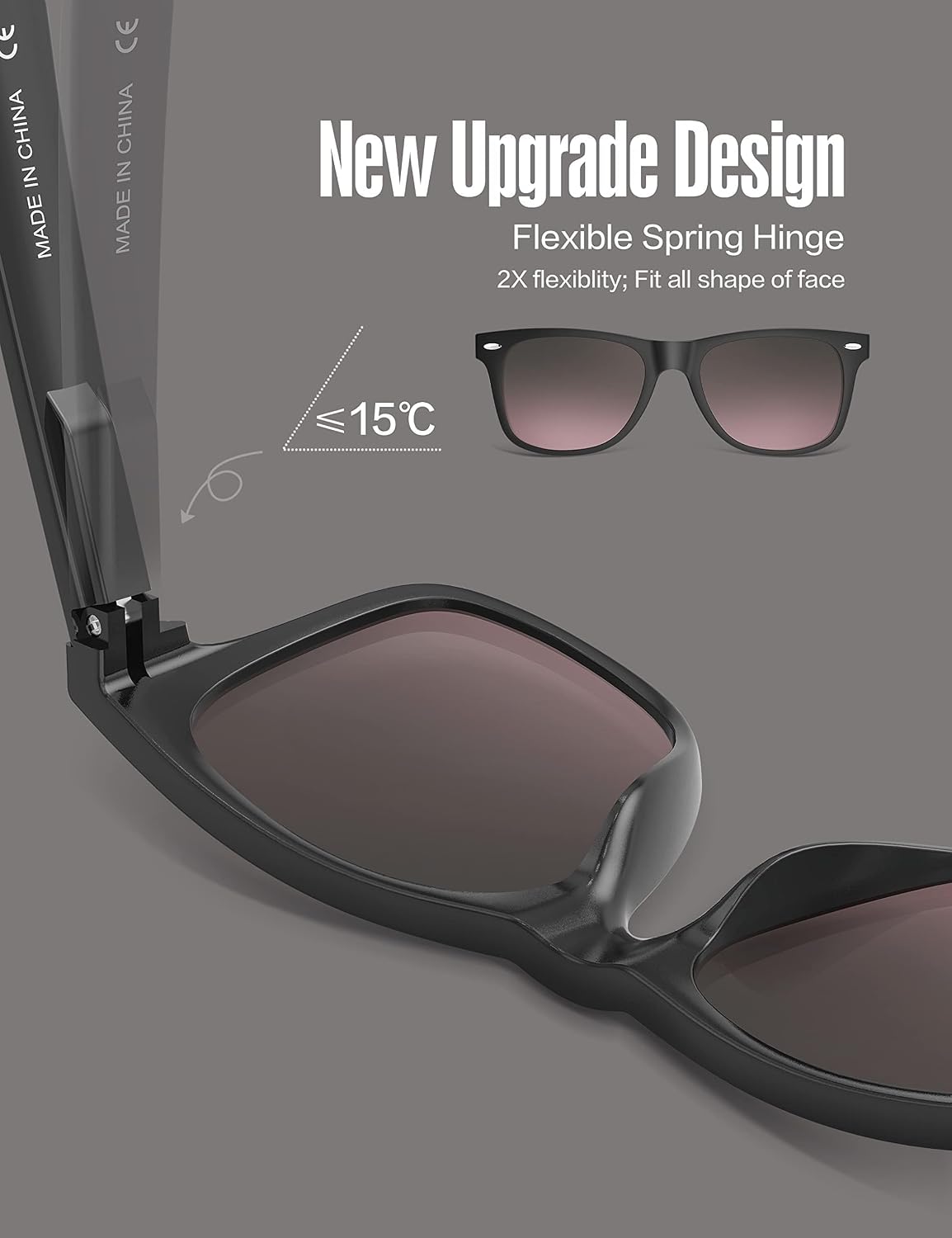 LUENX Polarized Sunglasses – UV400, Square Frame, Anti-Slip, Men & Women