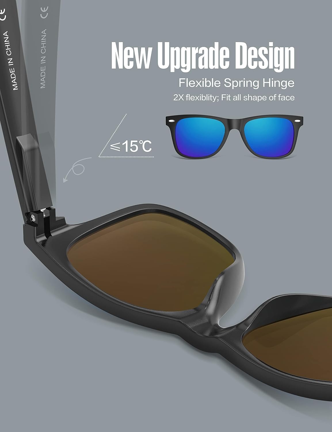 LUENX Polarized Sunglasses – UV400, Square Frame, Anti-Slip, Men & Women