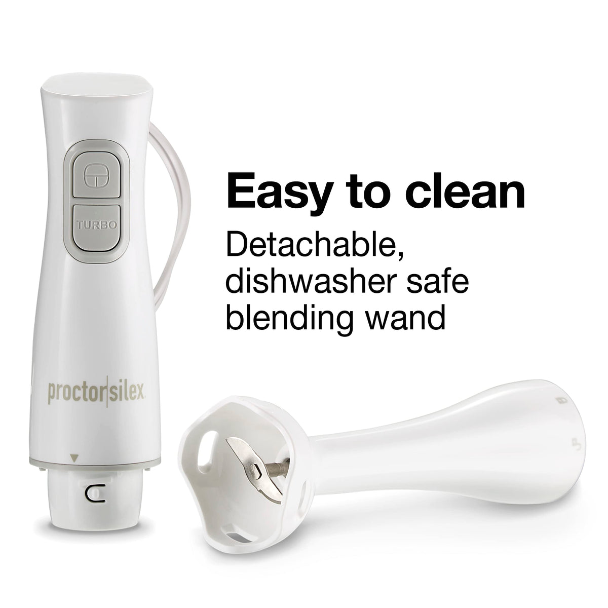 Proctor Silex Electric Immersion Blender with Detachable Dishwasher Safe Handheld Hand Blender Stick, 2-Speeds, 150 Watts, White (59739) 🍁 All In One Marketplace Canada