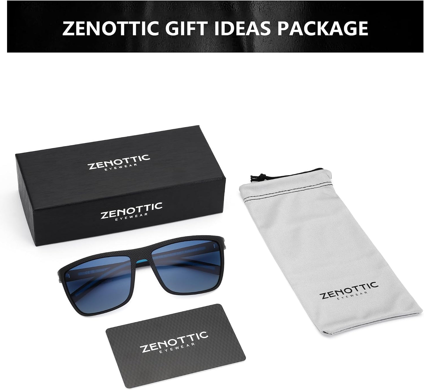 ZENOTTIC Polarized Sunglasses for Men – Lightweight TR90 Frame, UV400, Square