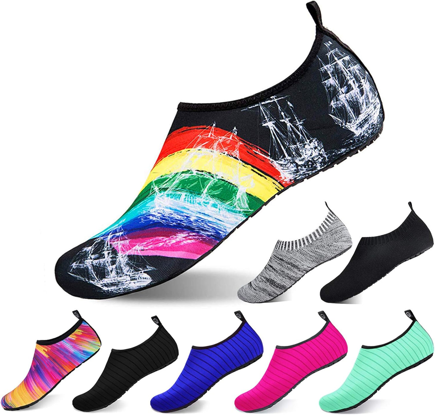 semai Quick-Dry Water Shoes – Non-Slip Aqua Socks for Beach, Swimming & Yoga, Men Women Kids