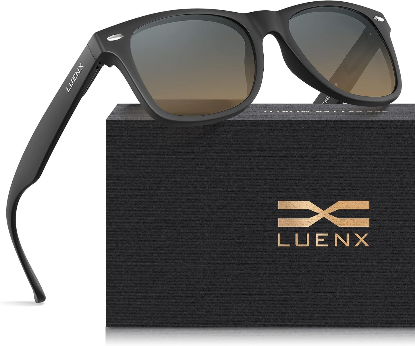 LUENX Polarized Sunglasses – UV400, Square Frame, Anti-Slip, Men & Women
