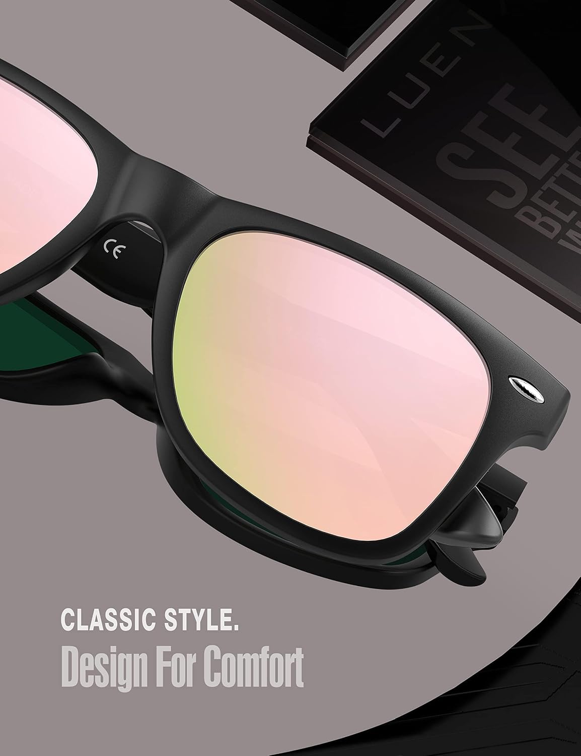 LUENX Polarized Sunglasses – UV400, Square Frame, Anti-Slip, Men & Women