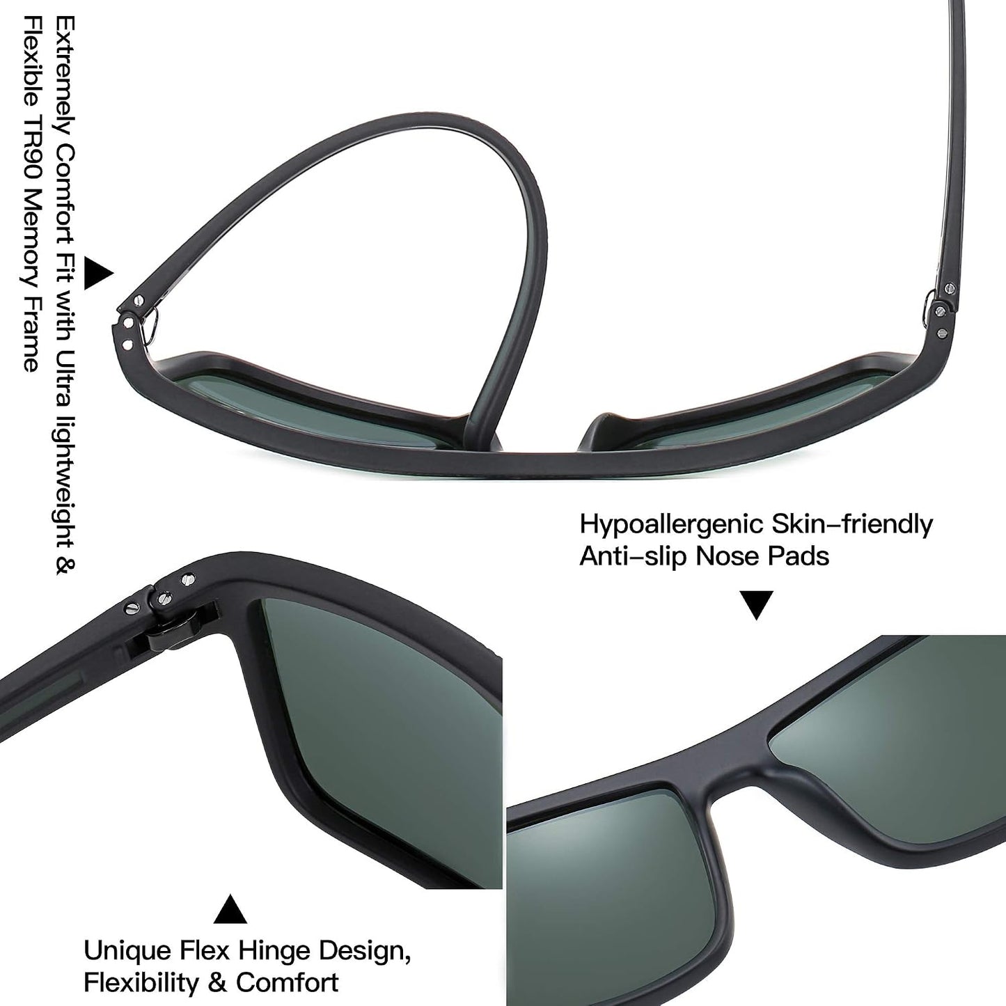 ZENOTTIC Polarized Sunglasses for Men – Lightweight TR90 Frame, UV400, Square