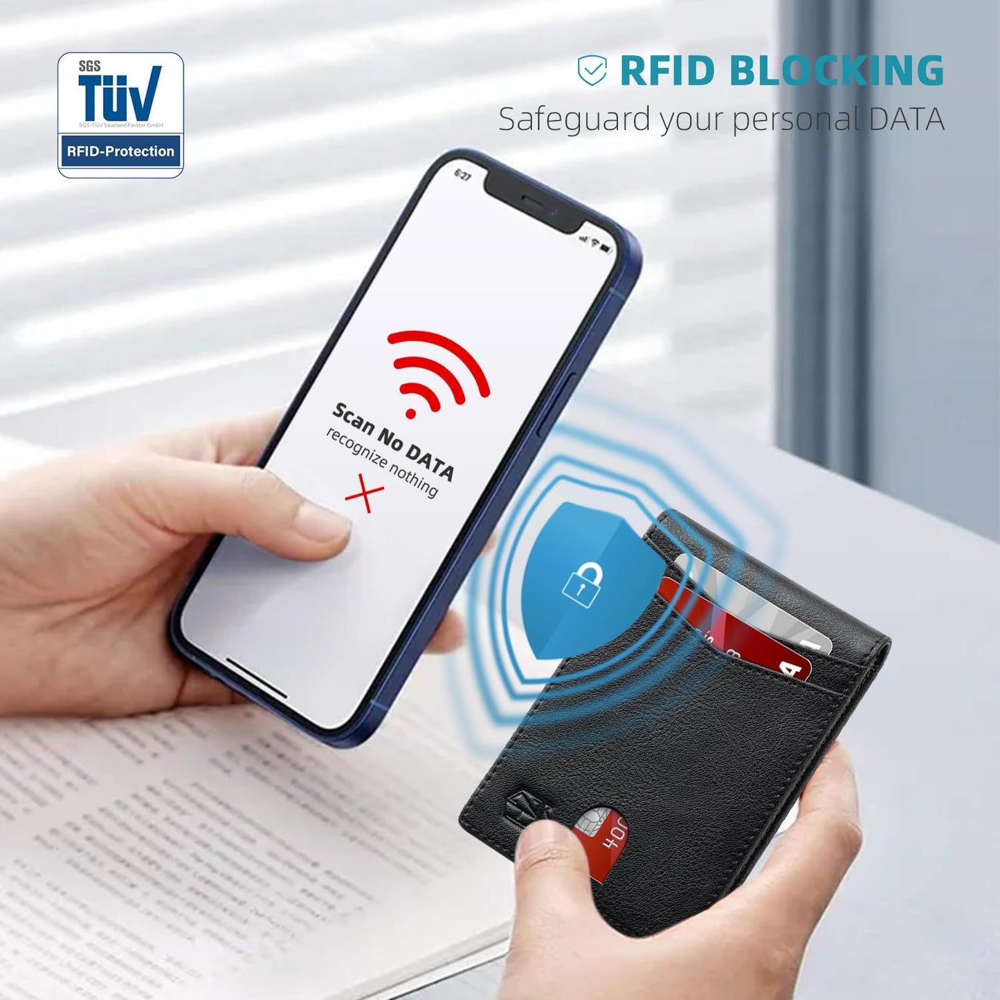 Zitahli Slim RFID Wallet for Men – Leather Bifold with Money Clip, 12 Card Slots