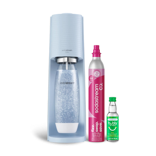 SodaStream Terra Sparkling Water Maker (Blue) with CO2 Cylinder, 1L Dishwasher Safe Bottle & Bubly Drink 🍁 All In One Marketplace Canada