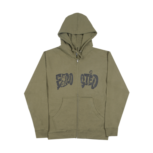 Frosted Skateboards 'Safari Logo' Zip-Up Hoodie - Olive Green