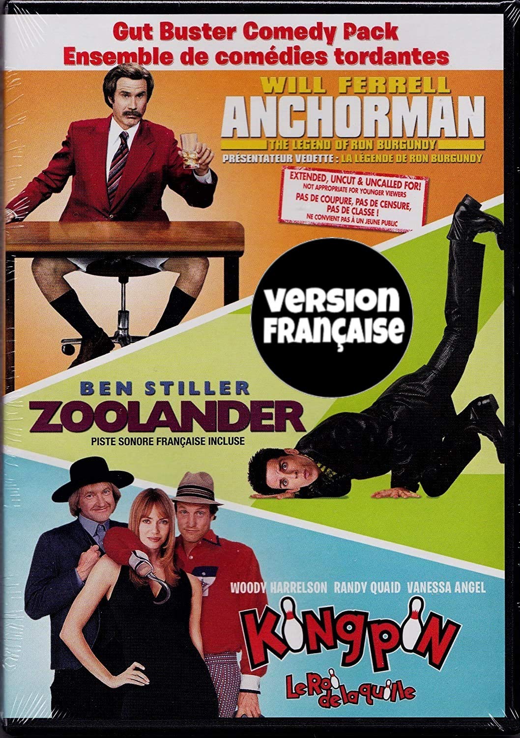 Kingpin (1996) + Zoolander + Anchorman 1: The Legend of Ron Burgundy - DVD