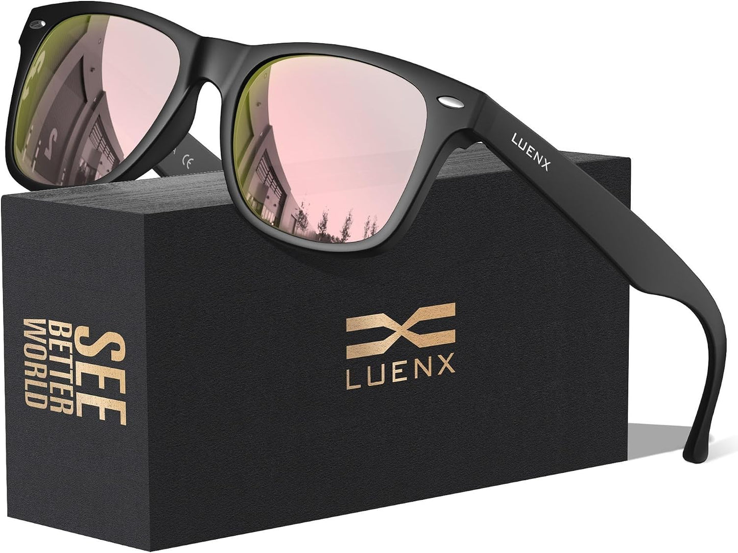 LUENX Polarized Sunglasses – UV400, Square Frame, Anti-Slip, Men & Women