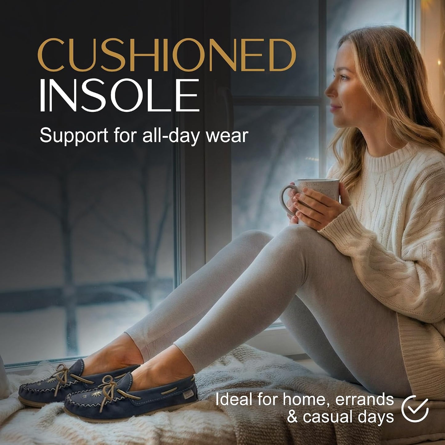 Women's Leather Moccasin Loafers – Handcrafted in Canada, Inca Embroidery, Indoor & Outdoor