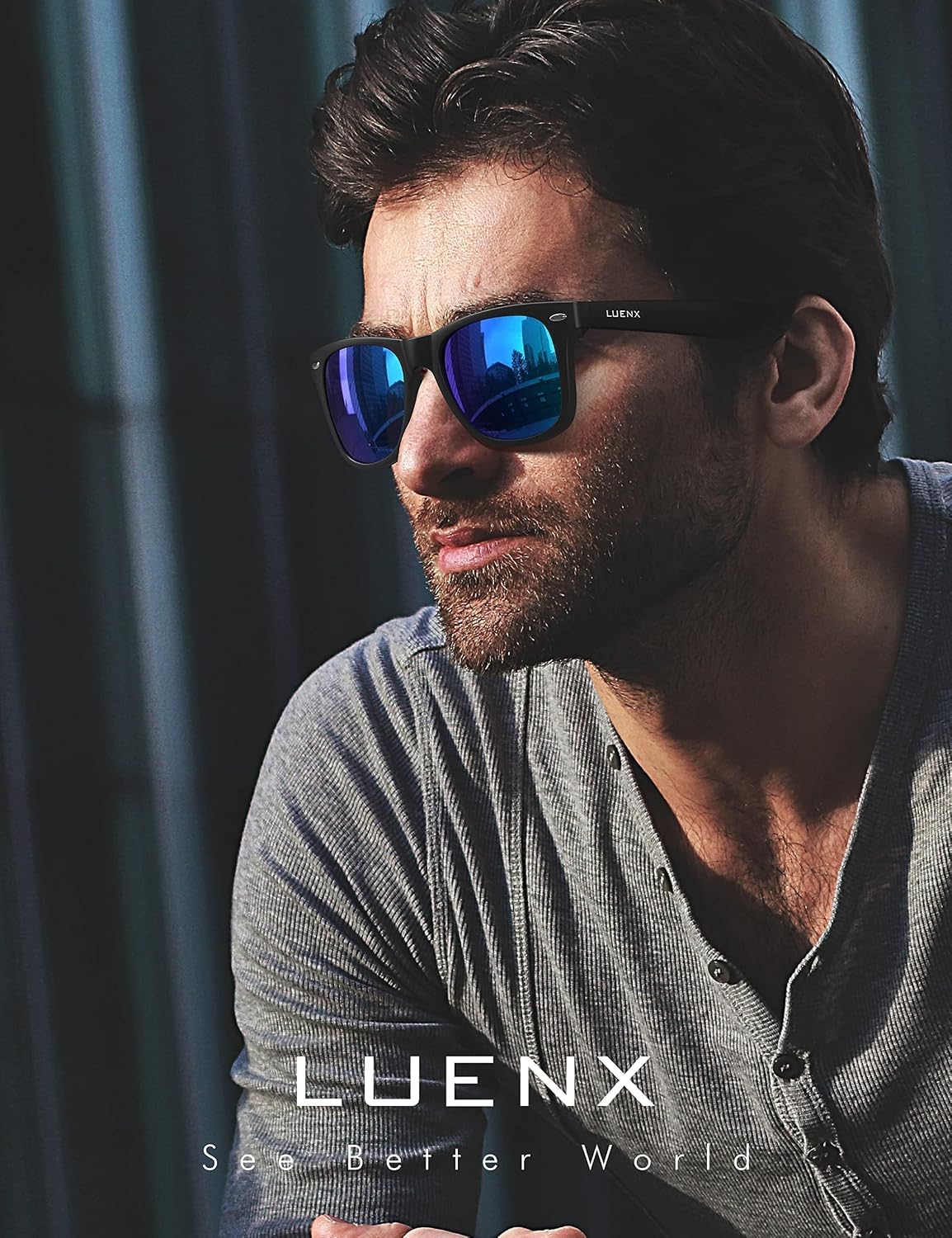 LUENX Polarized Sunglasses – UV400, Square Frame, Anti-Slip, Men & Women