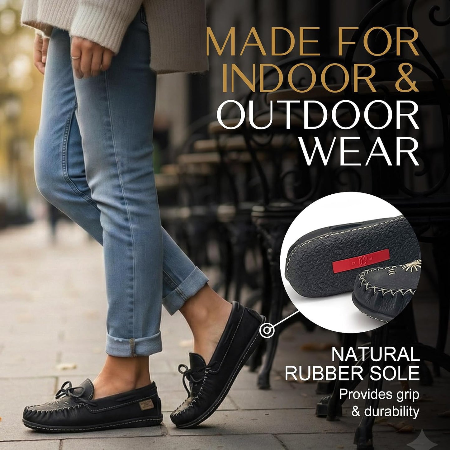 Women's Leather Moccasin Loafers – Handcrafted in Canada, Inca Embroidery, Indoor & Outdoor