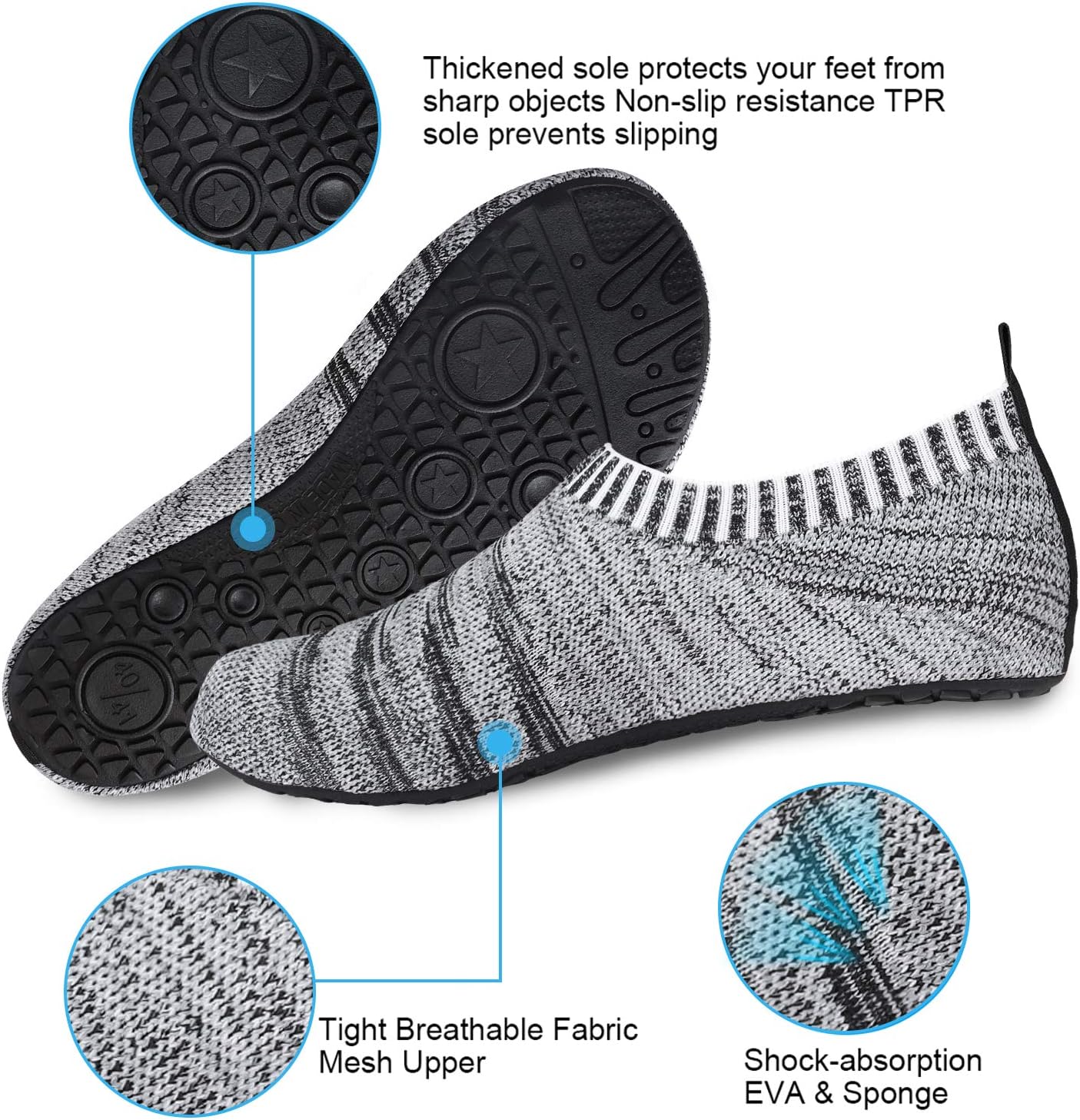 semai Quick-Dry Water Shoes – Non-Slip Aqua Socks for Beach, Swimming & Yoga, Men Women Kids