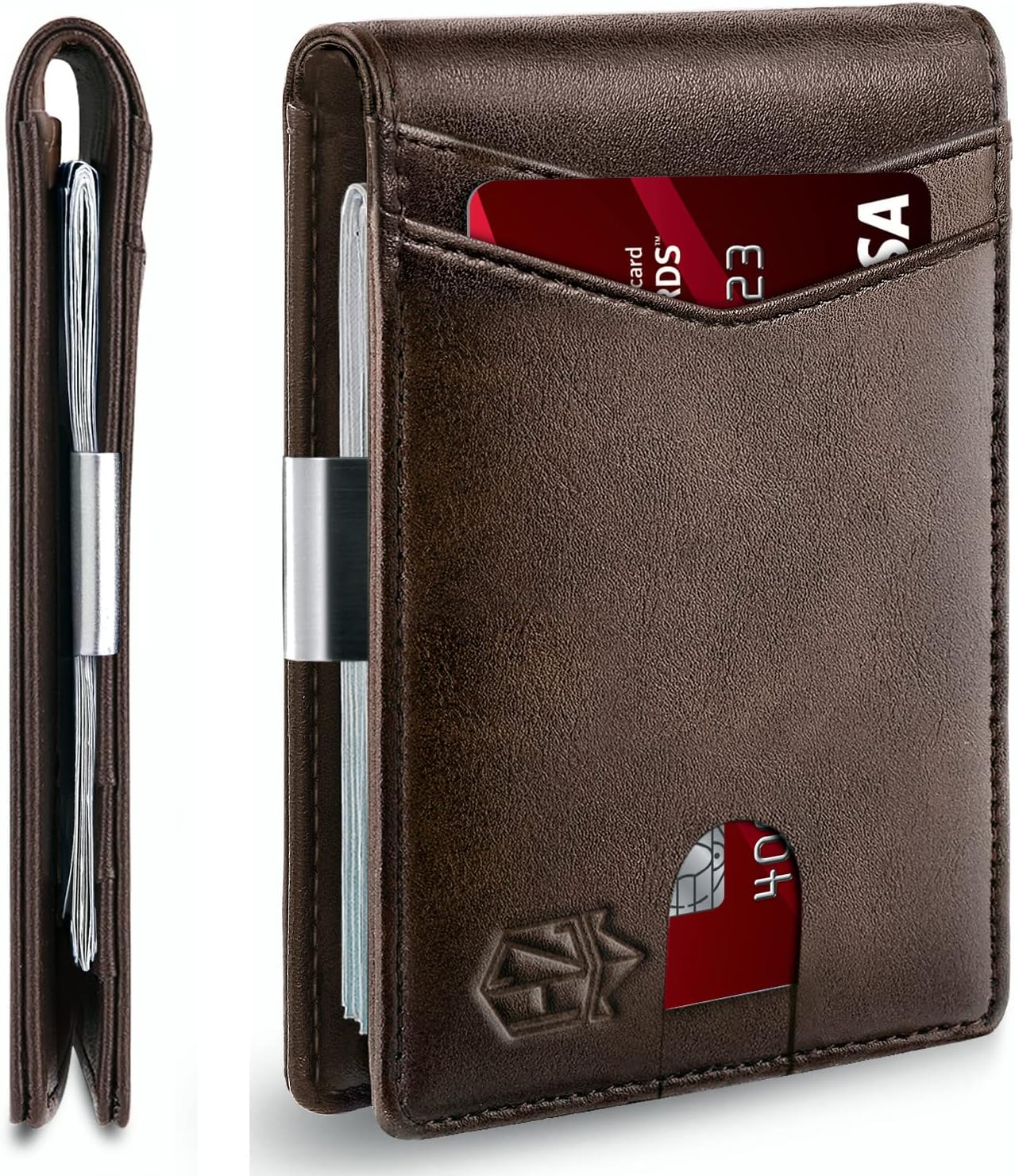 Zitahli Slim RFID Wallet for Men – Leather Bifold with Money Clip, 12 Card Slots