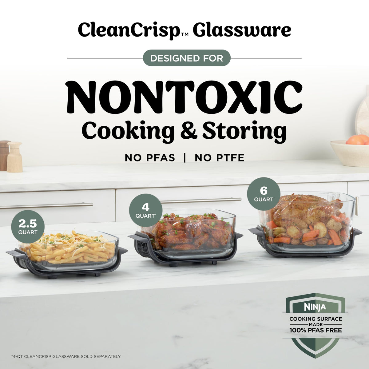 Ninja Crispi Pro 6-in-1 Glass Air Fryer | 6qt & 2.5qt Glass Containers with Storage Lids | Non-Toxic | Meal Prep, Microwave, Freezer & Dishwasher Safe | Air Fry, Bake & More | Ash Grey | AS101CDG 🍁 All In One Marketplace Canada