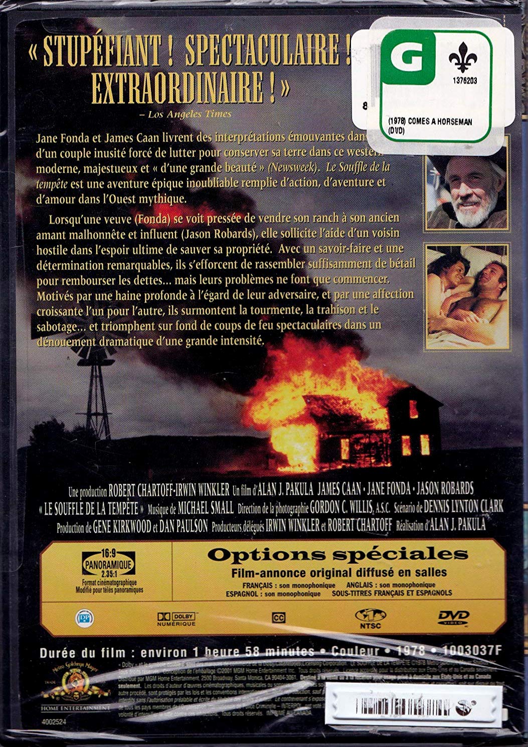 Le Souffle de la Tempête - Comes a Horseman (English/French) 1978 (Widescreen) Régie au Québec (Cover French)