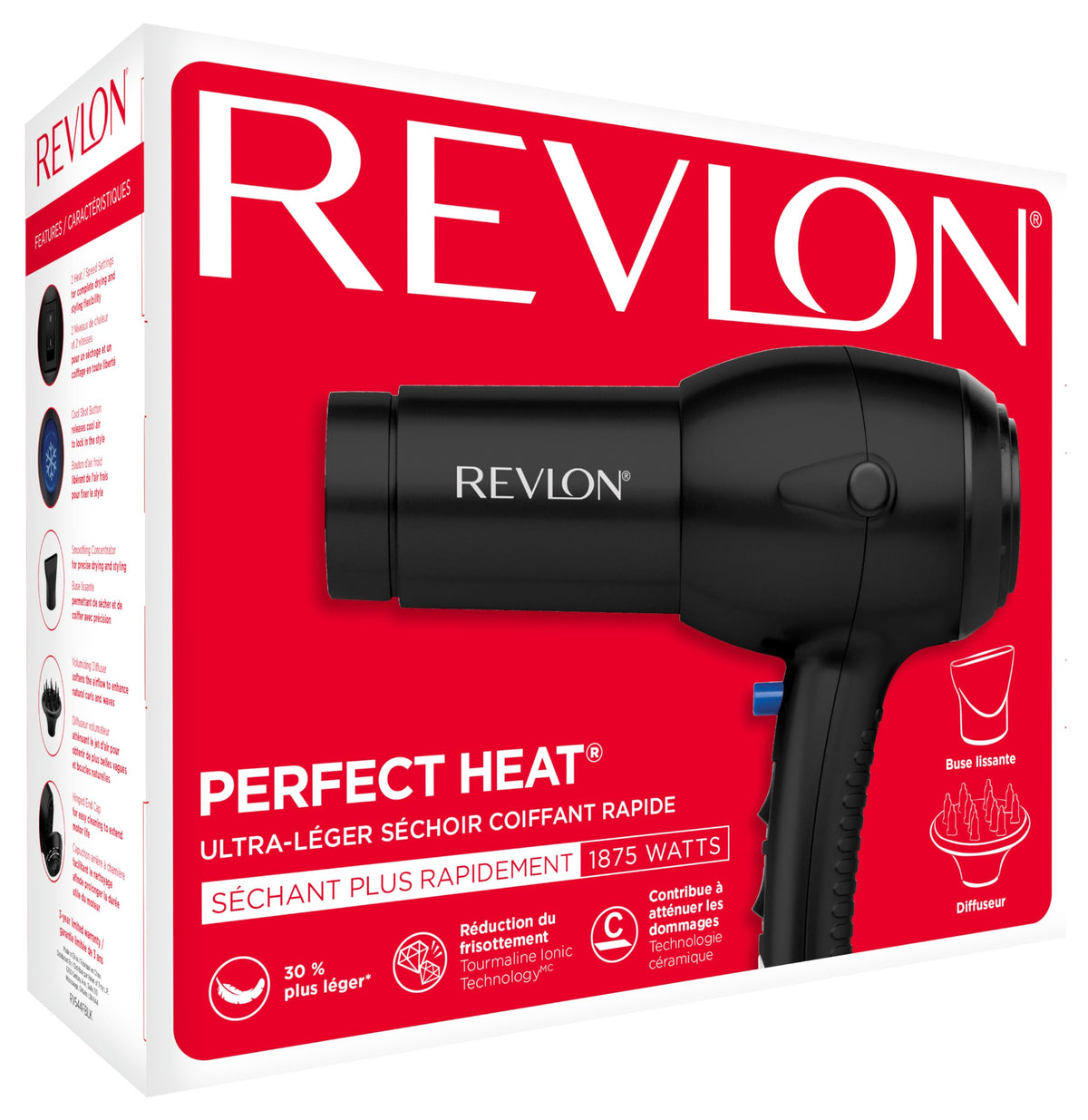 Revlon RV544FBLK Advanced Ionic Technology™ Hair Dryer with Diffuser, Powerful, Ionic Hair Dryer with Concentrator, Quick Dry, Lightweight, 2 Heat/ Speed Settings, Less Frizz, Shiny and Smooth Hair, Black 🍁 All In One Marketplace Canada