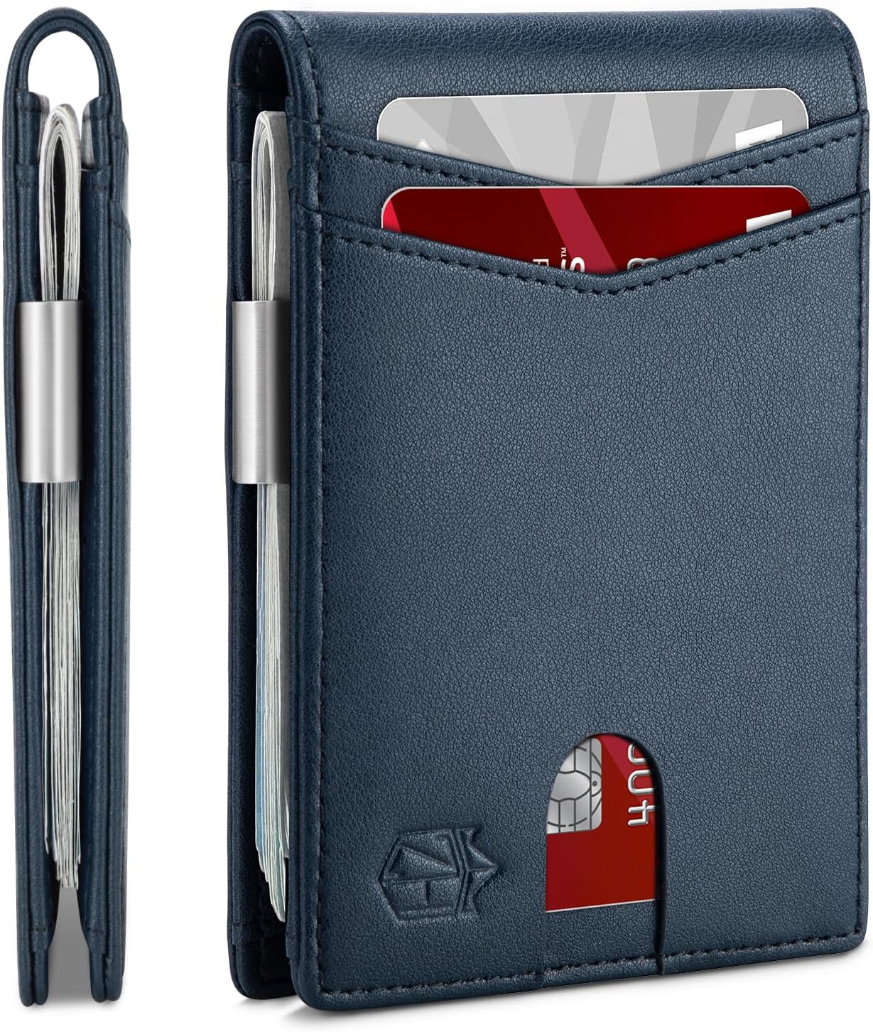 Zitahli Slim RFID Wallet for Men – Leather Bifold with Money Clip, 12 Card Slots