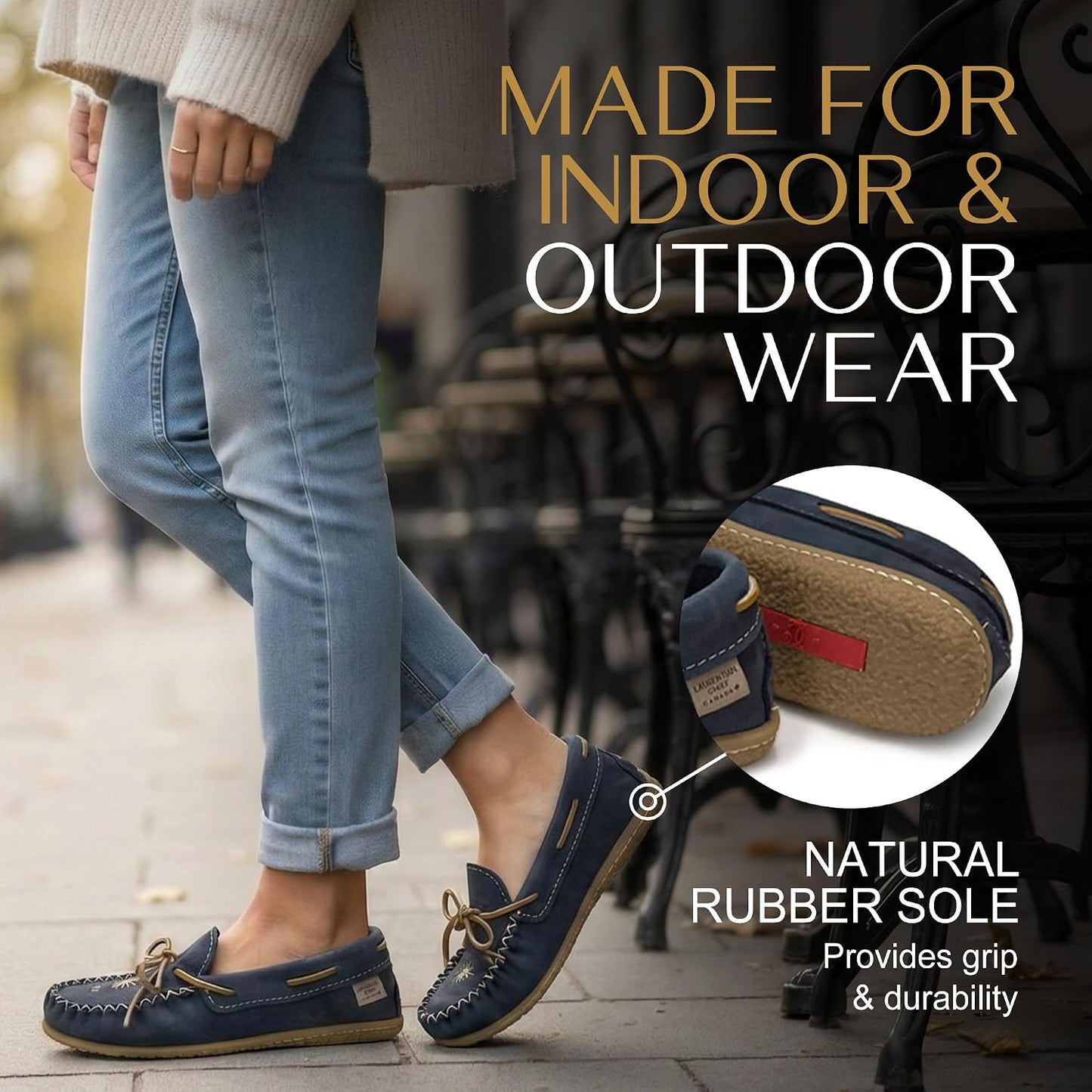 Women's Leather Moccasin Loafers – Handcrafted in Canada, Inca Embroidery, Indoor & Outdoor