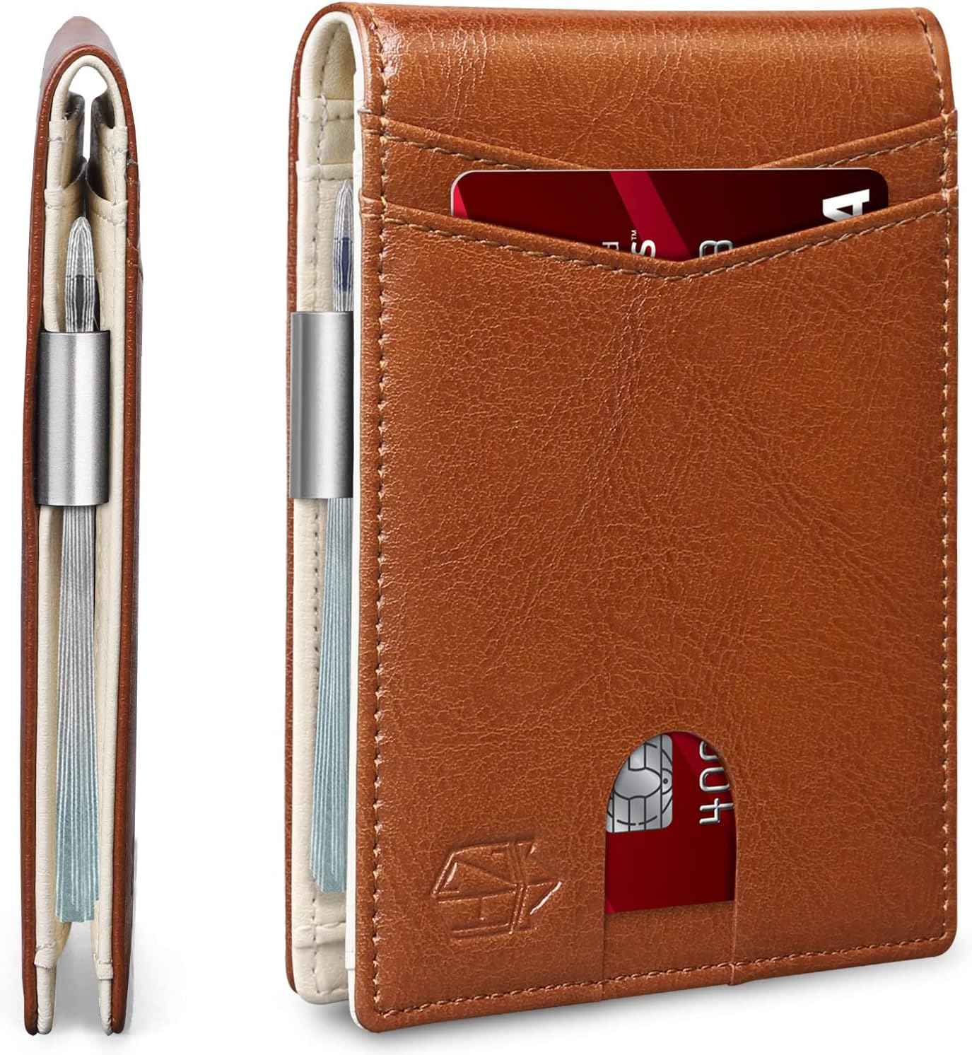 Zitahli Slim RFID Wallet for Men – Leather Bifold with Money Clip, 12 Card Slots